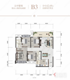 【四房B3户型】4室2厅2卫1厨2阳台