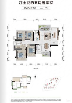 【D户型119㎡】5室2厅2卫1厨1阳台