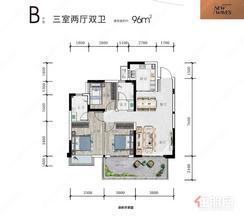 【B户型】3室2厅2卫1厨1阳台