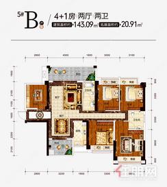 【4+1房143.09㎡.jpg】4室2厅2卫1厨2阳台
