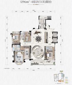 【依云湾D12户型296㎡】5室2厅3卫1厨2阳台