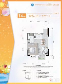 【T4户型】1室2厅1卫1厨