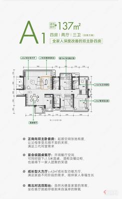 【雅叙A1户型】4室2厅3卫1厨2阳台