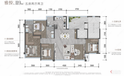 【119㎡五房】5室2厅2卫1厨1阳台