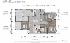 【105㎡四房】4室2厅2卫1厨1阳台