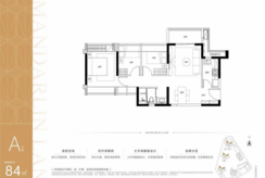 【A户型84㎡】3室2厅1卫1厨1阳台
