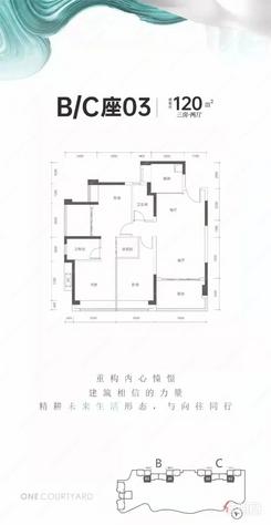 【B/C座03户型120㎡三房两厅】3室2厅2卫1厨2阳台