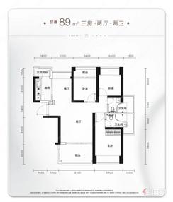 【89㎡三房两厅两卫】3室2厅2卫1厨2阳台