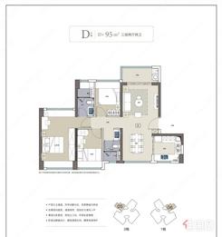 【95㎡三房两卫】3室2厅2卫1厨2阳台