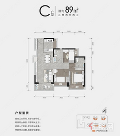 【C户型】3室2厅2卫1厨2阳台
