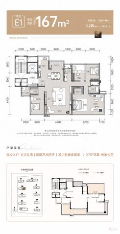 【E1户型167㎡】5室2厅3卫1厨1阳台
