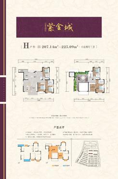 【H户型207.14-225.09㎡六房】6室2厅3卫1厨1阳台