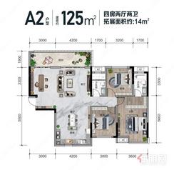 【A2-125㎡户型】4室2厅2卫1厨1阳台