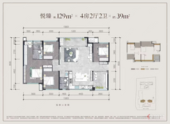 【129m㎡悦臻】4室2厅2卫1厨1阳台