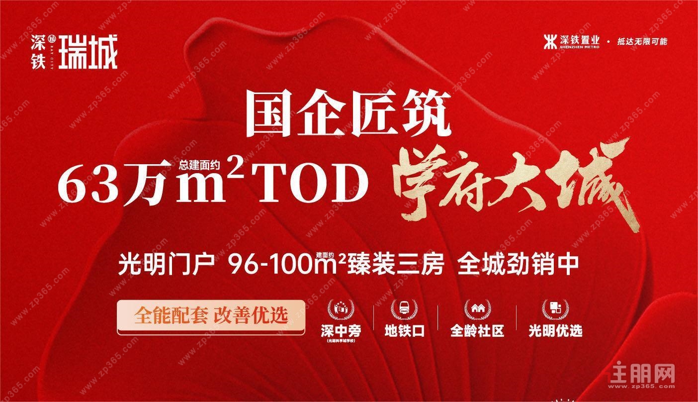 深圳置业【深铁瑞城】深中旁·地铁口·96-100㎡臻装三房