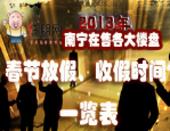2013年南宁在售各大楼盘春节放假、收假时间一览表