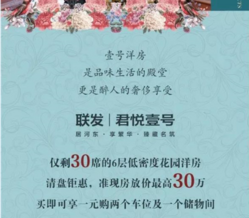联发君悦壹号3月28日清盘钜惠 准现房放价* 高30万