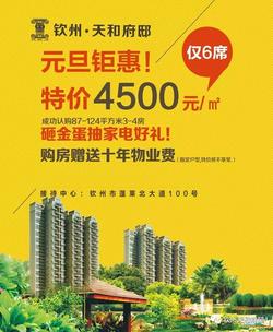 天和府邸年终钜惠 4500元/㎡ 购房赠送10年物业费！