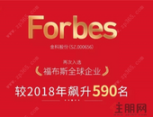 金科再次入选福布斯全球企业，排名飙升590位