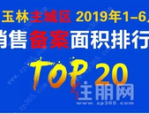2019年1-6月份玉林市房地产项目备案销售面积、金额排行榜单