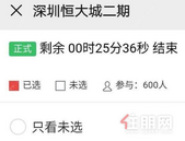 豪横！坪山恒大城二期线上开盘售罄，600人参加选房