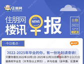 住朋网早报（12月13日）2022-2025年毕业的你，有一份补贴请查收!
