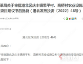 港北区庆丰镇思平村、高桥村农业设施及村屯道路建设项目建议书批复啦