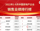 2022上半年中国房地产企业销售业绩排行榜