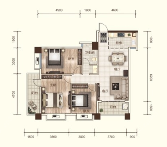 翠湖名都建面约112㎡户型图