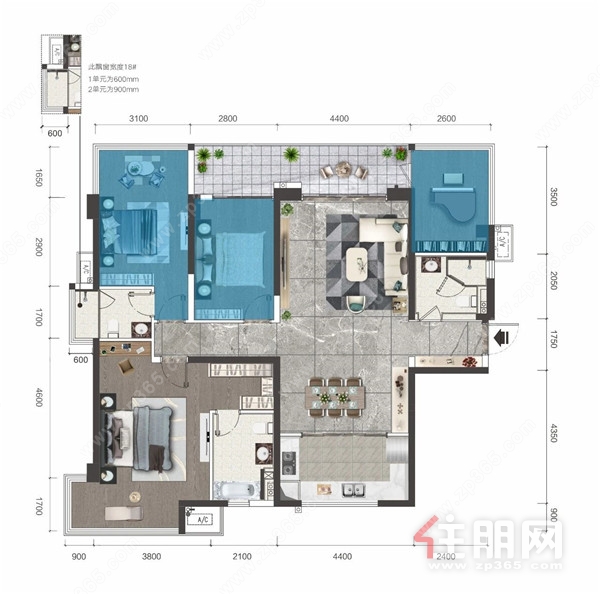  图|建面约141㎡户型装修示意图