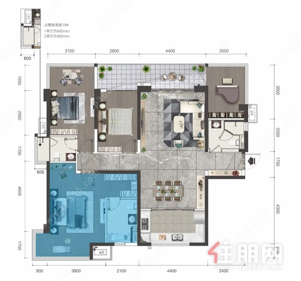  图|建面约141㎡户型装修示意图