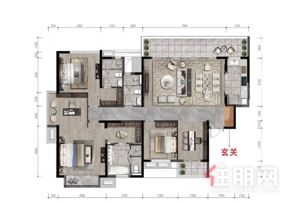 建面约220㎡户型图 玄关.jpg