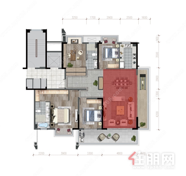 南宁龙湖盛天·双珑原著 建面约177㎡户型图