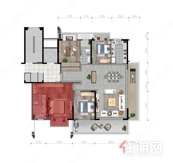 南宁龙湖盛天·双珑原著 建面约177㎡户型图