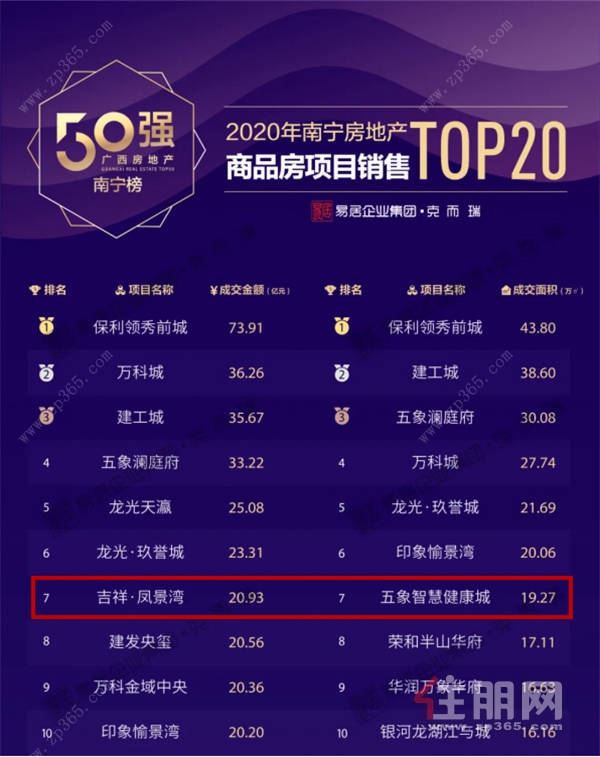 2020年南宁商品房项目销售TOP20