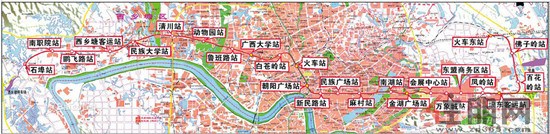 南宁市轨道交通1号线工程线路示意图