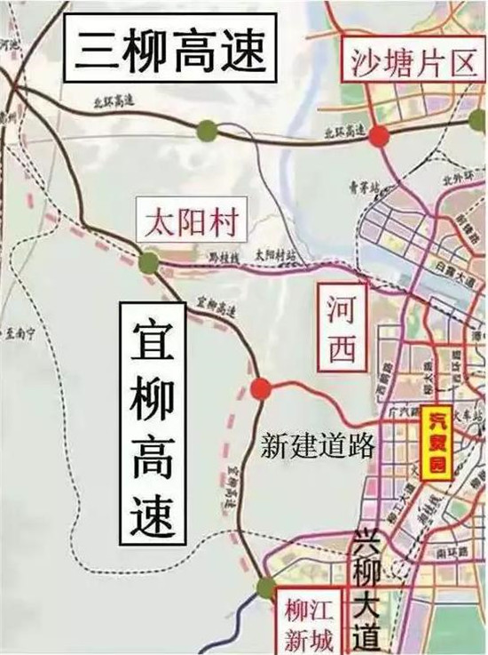 区域内规划的柳州轻轨4号线则可直达高铁火车站枢纽.