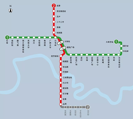 南宁轨道交通2号线线路全长21.