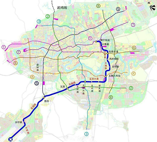 此外,将来还可以通过地铁2号线北通武鸣,南达机场,向北可从图片