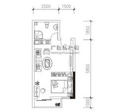【燕尾蝶户型图】1室1卫1厨1阳台
