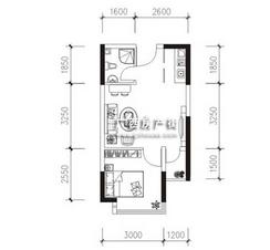 【蓝莲花户型】1室1厅1卫1厨1阳台