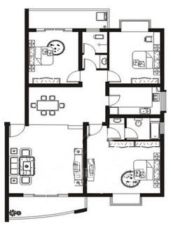 【三房户型】3室2厅2卫1厨2阳台