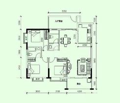 【户型图】3室2厅2卫1厨1阳台