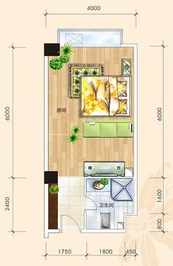 【套间户型】1室1厅1卫1厨1阳台