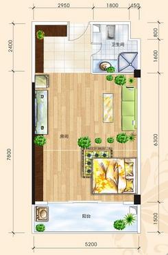 【套间户型】1室1厅1卫1厨1阳台