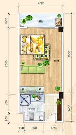 【套间】1室1厅1卫1厨1阳台