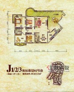 【J1/2/3栋标准层02号房】4室2厅2卫1厨2阳台