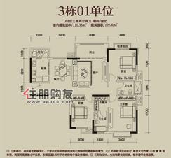 【3栋01单元】3室2厅2卫1厨3阳台