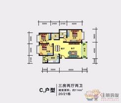 【C1户型】3室2厅2卫1厨2阳台