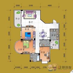 【万代财富广场A户型】3室2厅2卫1厨2阳台